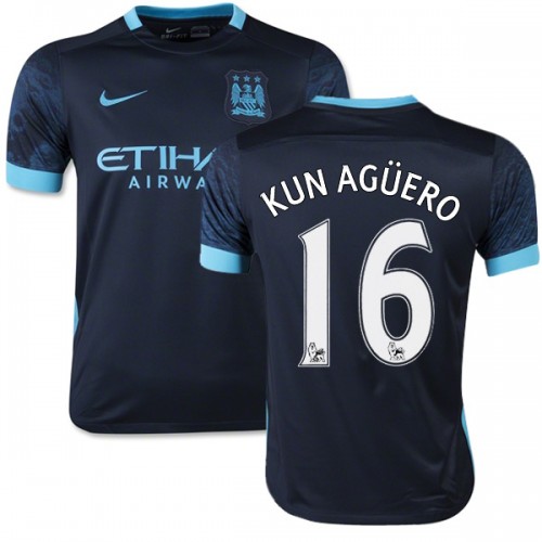 16 SERGIO KUN AGUERO Manchester City FC EPL Striker Red/Black Mint Throwback  Uniform Kit