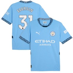 Men's Ederson Manchester City F.C. Replica Light Blue Puma 2024/25 Home Soccer Jersey