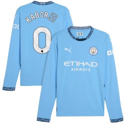 Men's Issa Kaboré Manchester City F.C. Replica Light Blue Puma 2024/25 Home Long Sleeve Soccer Jersey