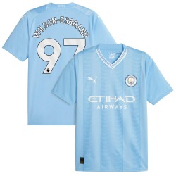 Men's Josh Wilson-Esbrand Manchester City F.C. Replica Blue Puma Sky 2023/24 Home Soccer Jersey