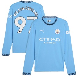 Men's Josh Wilson-Esbrand Manchester City F.C. Replica Light Blue Puma 2024/25 Home Long Sleeve Soccer Jersey