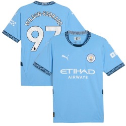 Men's Josh Wilson-Esbrand Manchester City F.C. Replica Light Blue Puma 2024/25 Home Soccer Jersey