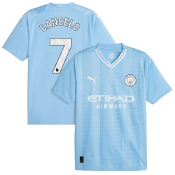 Men's João Cancelo Manchester City F.C. Replica Blue Puma Sky 2023/24 Home Soccer Jersey