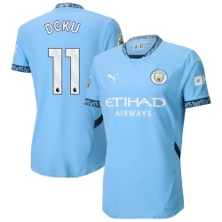 Men's Jérémy Doku Manchester City F.C. Authentic Light Blue Puma 2024/25 Home Soccer Jersey