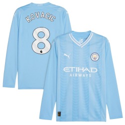 Men's Mateo Kovacic Manchester City F.C. Replica Blue Puma Sky 2023/24 Home Long Sleeve Soccer Jersey