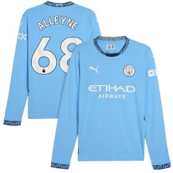 Men's Max Alleyne Manchester City F.C. Replica Light Blue Puma 2024/25 Home Long Sleeve Soccer Jersey