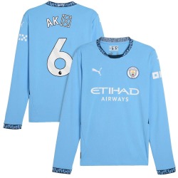 Men's Nathan Aké Manchester City F.C. Replica Light Blue Puma 2024/25 Home Long Sleeve Soccer Jersey