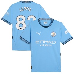 Men's Rico Lewis Manchester City F.C. Replica Light Blue Puma 2024/25 Home Soccer Jersey