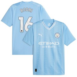 Men's Rodri Manchester City F.C. Replica Blue Puma Sky 2023/24 Home Soccer Jersey