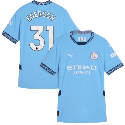 Women's Ederson Manchester City F.C. Replica Light Blue Puma 2024/25 Home Soccer Jersey